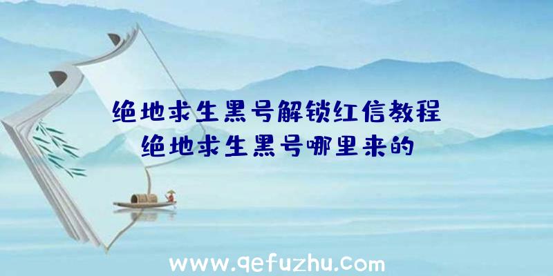 「绝地求生黑号解锁红信教程」|绝地求生黑号哪里来的